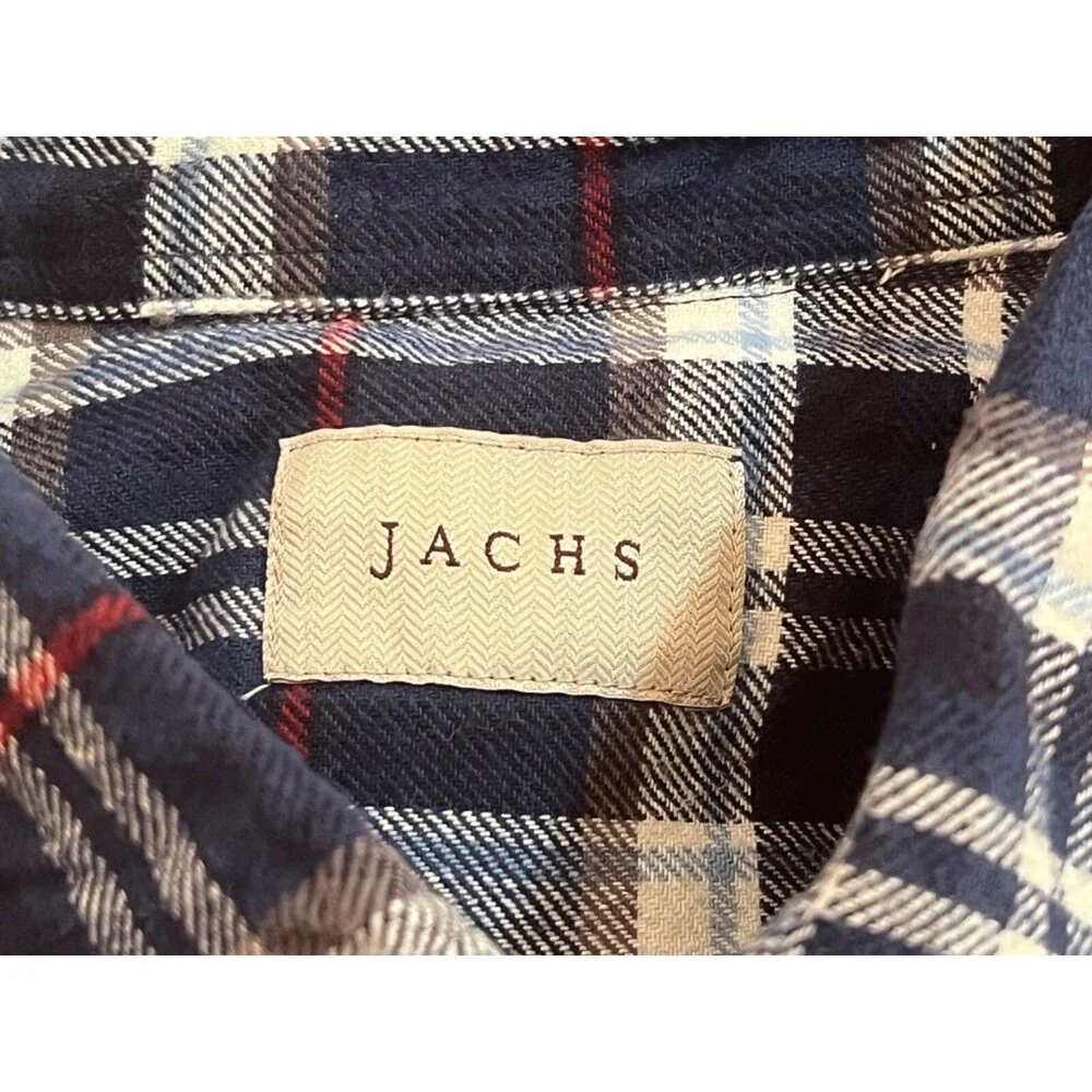 JACHS Men's Long Sleeve Button Down‎ Plaid Shirt Blue 2XL